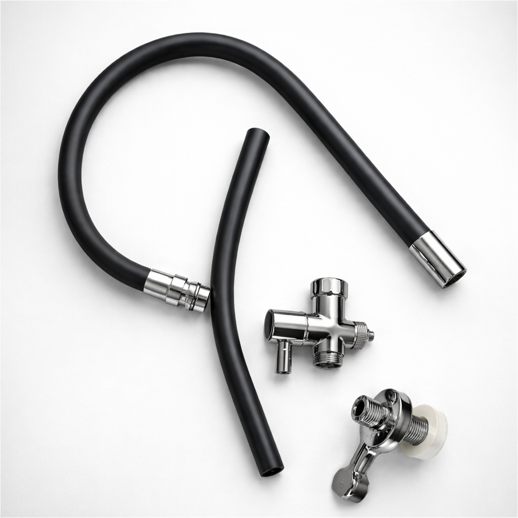 Lotus Salon Shampoo Faucet Set of 3 with Flexible Hose, Waterfall Spray & Control Valve | Hair Wash Tap for Shampoo Bowl & Spa (Pack of 50)