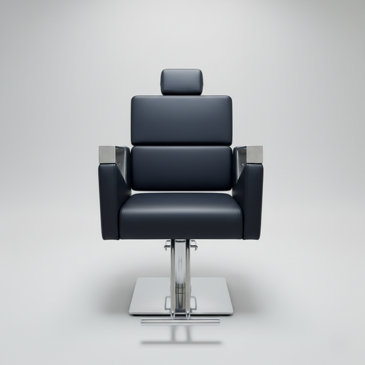 Modern Professional Hydraulic Reclining Barber Chair with Headrest – Heavy Duty Luxury Salon Styling Chair (Black)