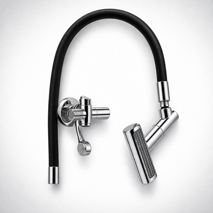 Lotus Salon Shampoo Faucet Set Flexible Hose Chrome Spray Head Adjustable Water Control Backwash Unit Head Spa Professional Use (Pack of 50)