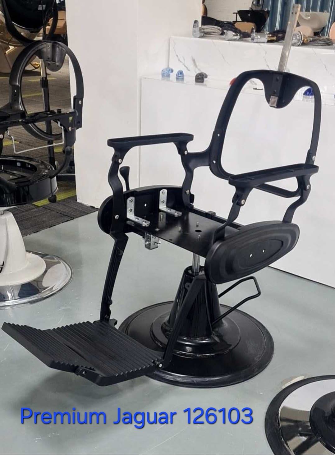 LOTUS SALON Premium Jaguar Professional Barber Chair Assembly with Hydraulic Pump, Round Base, Arm Supports & Wide Footrest for Salon and Grooming Studio