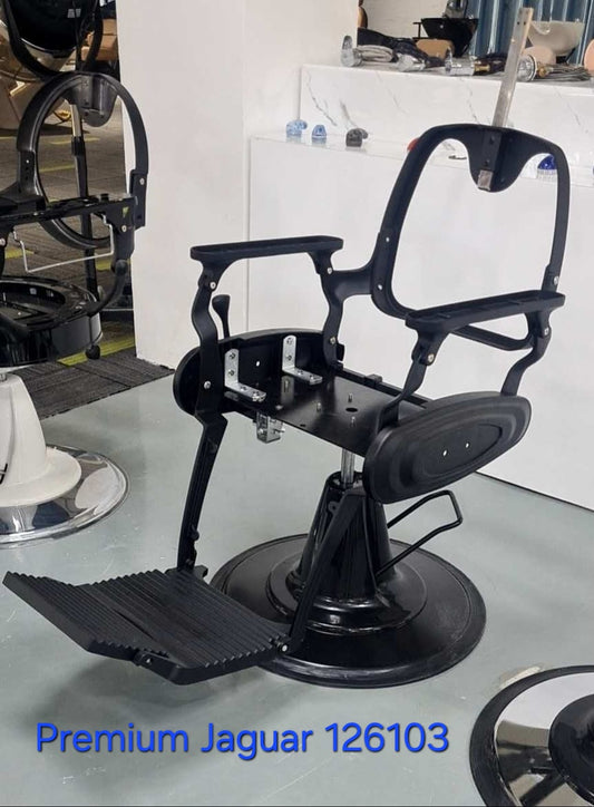 LOTUS SALON Premium Jaguar Professional Barber Chair Assembly with Hydraulic Pump, Round Base, Arm Supports & Wide Footrest for Salon and Grooming Studio