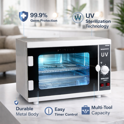 Oven with UV sterilization technology in a living room setting