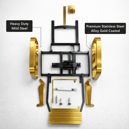 Salon Chair Base Assembly Lotus Heavy Duty Gold Finish Hydraulic Compatible Frame Premium Barber Salon Chair Parts (Pack of 2 Pieces)