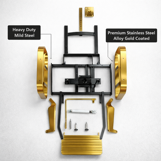 Salon Chair Base Assembly Lotus Heavy Duty Gold Finish Hydraulic Compatible Frame Premium Barber Salon Chair Parts (Pack of 2 Pieces)