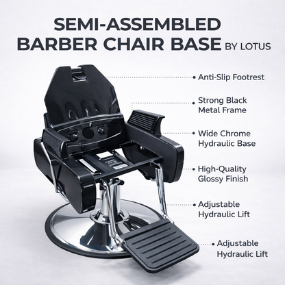 Lotus Barber Chair Base Hydraulic Frame Heavy Duty Salon Chair Base with Footrest & Chrome Plate Professional Salon Equipment (Pack of 2 Pieces)