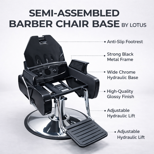 Lotus Barber Chair Base Hydraulic Frame Heavy Duty Salon Chair Base with Footrest & Chrome Plate Professional Salon Equipment (Pack of 2 Pieces)