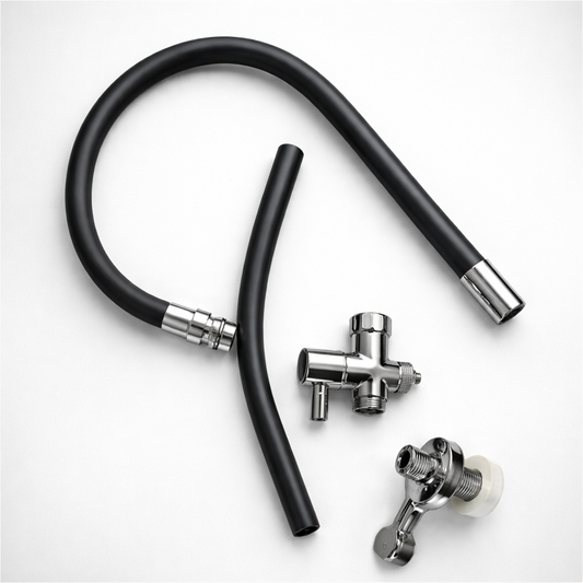 Lotus Salon Shampoo Faucet Set of 3 with Flexible Hose, Waterfall Spray & Control Valve | Hair Wash Tap for Shampoo Bowl & Spa (Pack of 50)