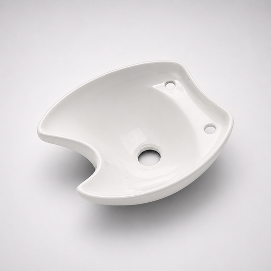 Lotus Salon Ceramic Shampoo Sink Professional Hair Washing Basin Curved Design, Durable Backwash Bowl for Salon Use Comfortable Design for Easy Hair Wash