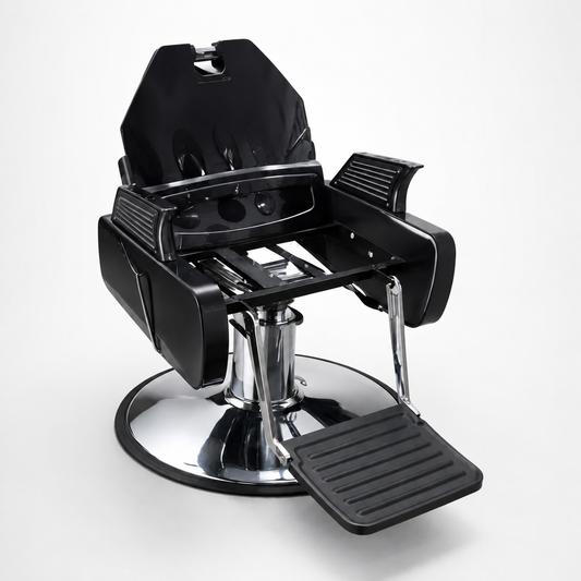 Lotus Barber Chair Base Hydraulic Frame Heavy Duty Salon Chair Base with Footrest & Chrome Plate Professional Salon Equipment (Pack of 2 Pieces)