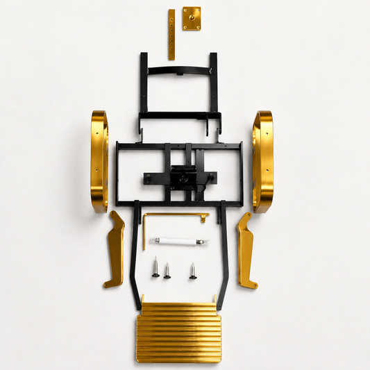 Salon Chair Base Assembly Lotus Heavy Duty Gold Finish Hydraulic Compatible Frame Premium Barber Salon Chair Parts (Pack of 2 Pieces)