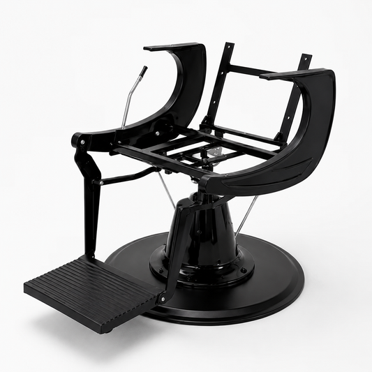 Salon Chair Base Lotus Hydraulic Heavy Duty Metal Frame with Pump & Footrest Black Professional Salon Furniture (Pack of 2 Pieces)