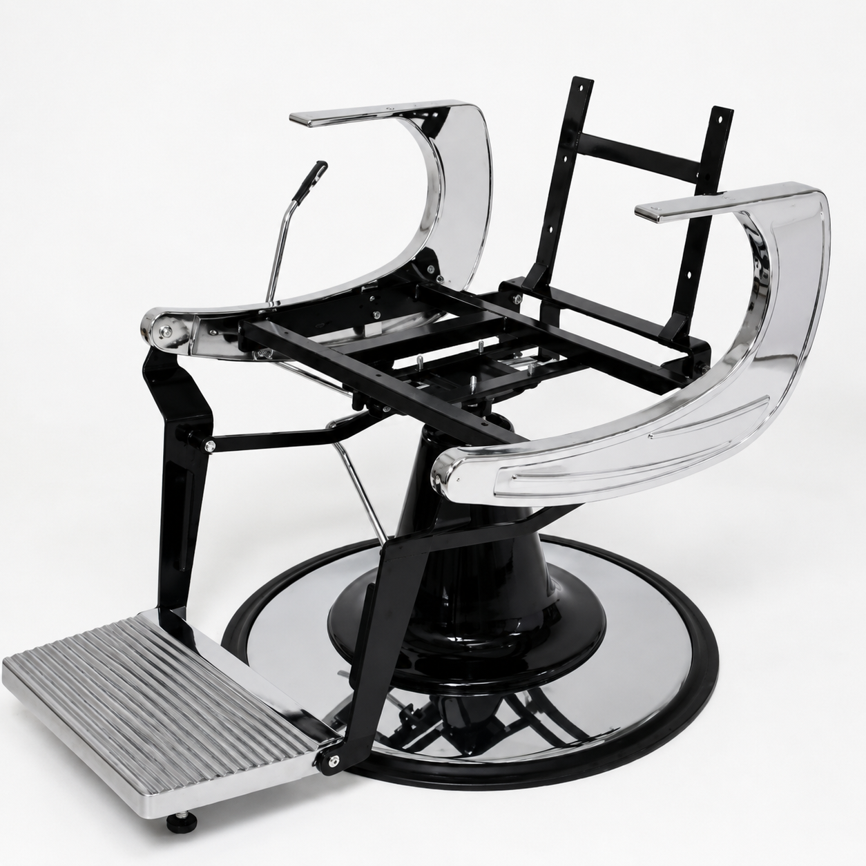 Salon Chair Base Lotus Hydraulic Heavy Duty Metal Frame with Pump & Footrest Black Professional Salon Furniture (Pack of 2 Pieces)