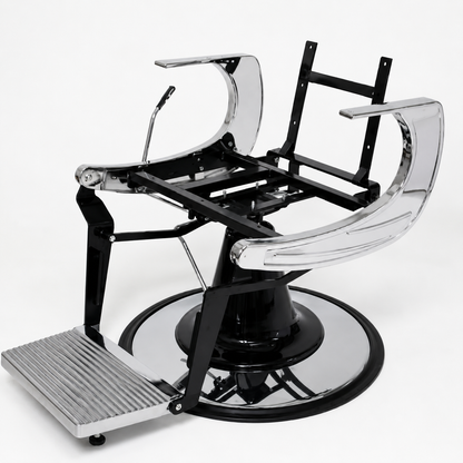 Salon Chair Base Lotus Hydraulic Heavy Duty Metal Frame with Pump & Footrest Black Professional Salon Furniture (Pack of 2 Pieces)