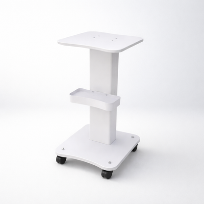 White adjustable stand on a white background
