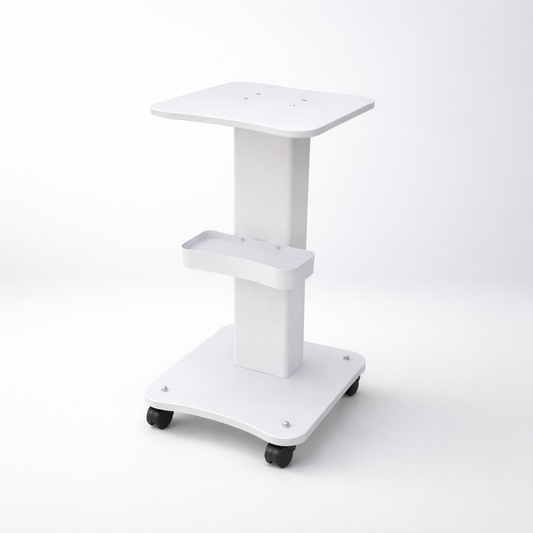 White adjustable stand on a white background