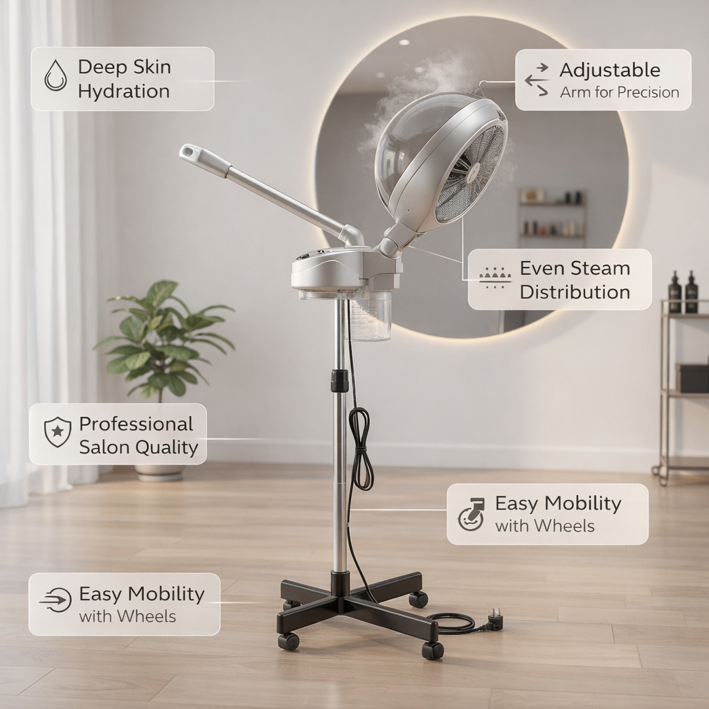 Pro Steam 2-in-1 Professional Ozone Facial and Hair Steamer with 4-Star Rolling Base (Pack of 2)