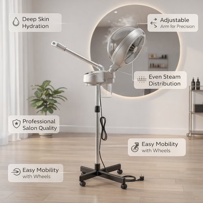 Pro Steam 2-in-1 Professional Ozone Facial and Hair Steamer with 4-Star Rolling Base (Pack of 2)