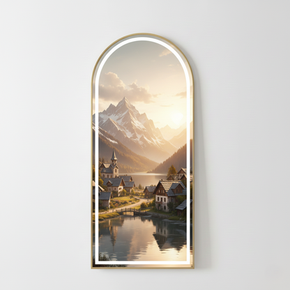 Premium Arched Full-Length Mirror with Gold Metal Frame | Modern Floor Mirrors for Bedroom & Living Room (Pack of 5 Pieces)