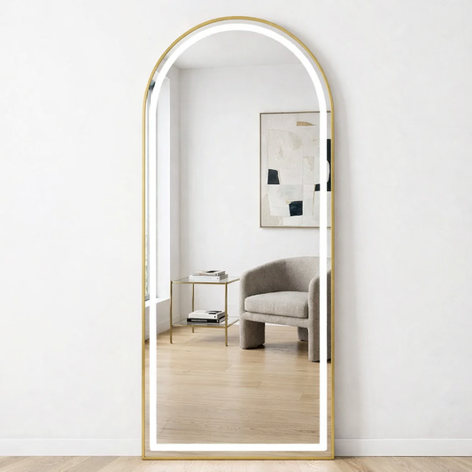 Premium Arched Full-Length Mirror with Gold Metal Frame | Modern Floor Mirrors for Bedroom & Living Room (Pack of 5 Pieces)