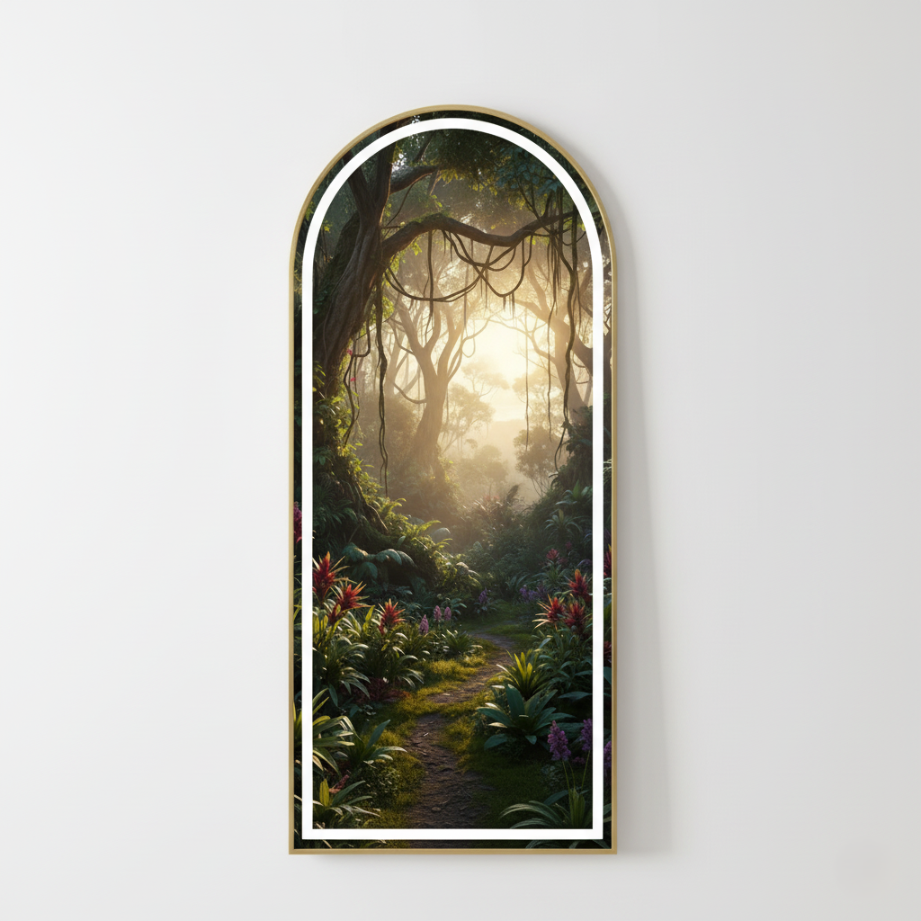 Premium Arched Full-Length Mirror with Gold Metal Frame | Modern Floor Mirrors for Bedroom & Living Room (Pack of 5 Pieces)