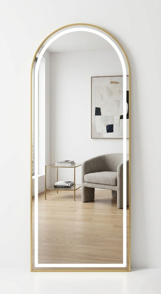 Premium Arched Full-Length Mirror with Gold Metal Frame | Modern Floor Mirrors for Bedroom & Living Room (Pack of 5 Pieces)