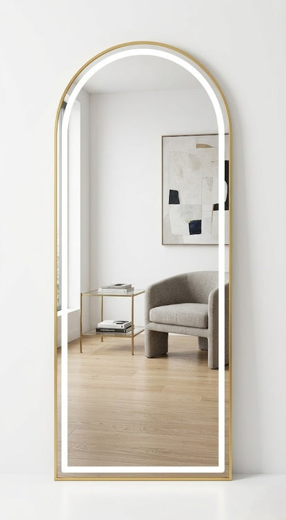 Premium Arched Full-Length Mirror with Gold Metal Frame | Modern Floor Mirrors for Bedroom & Living Room (Pack of 5 Pieces)