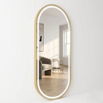 LED Arched Full-Length Mirror with Gold Frame – Modern Backlit Floor Standing Dressing Mirrors (Pack of 5 Pieces)