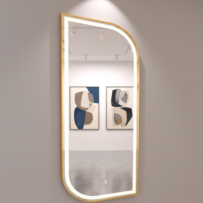 LED Asymmetrical Full-Length Mirror with Gold Frame – Modern Wall Mounted Dressing Mirrors (Pack of 5 Pieces)