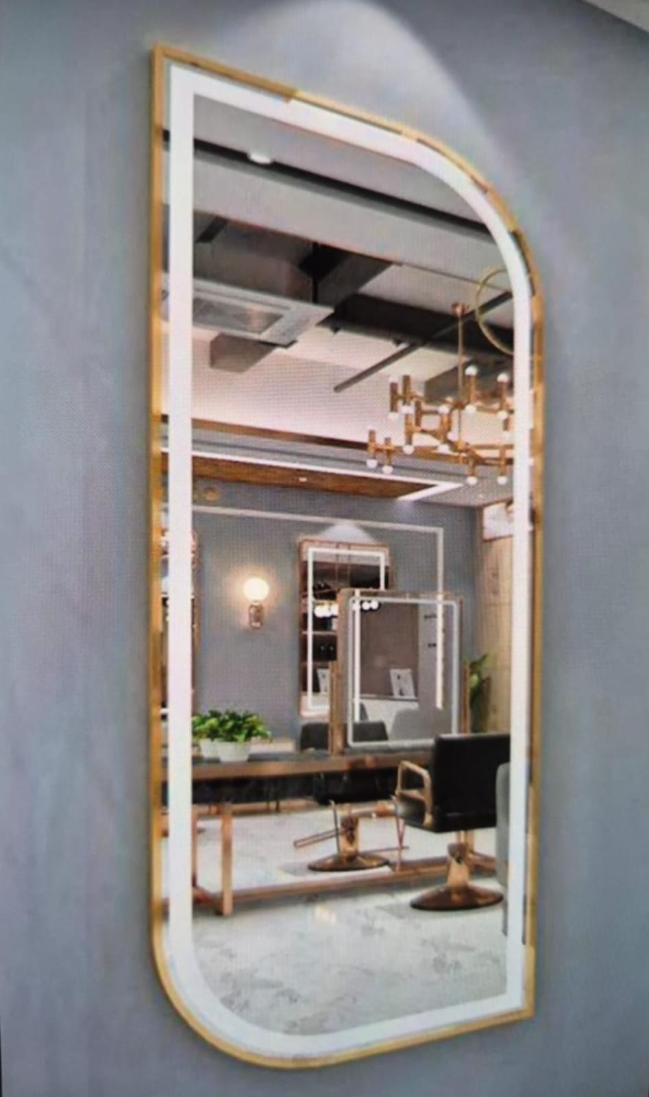 LED Asymmetrical Full-Length Mirror with Gold Frame – Modern Wall Mounted Dressing Mirrors (Pack of 5 Pieces)