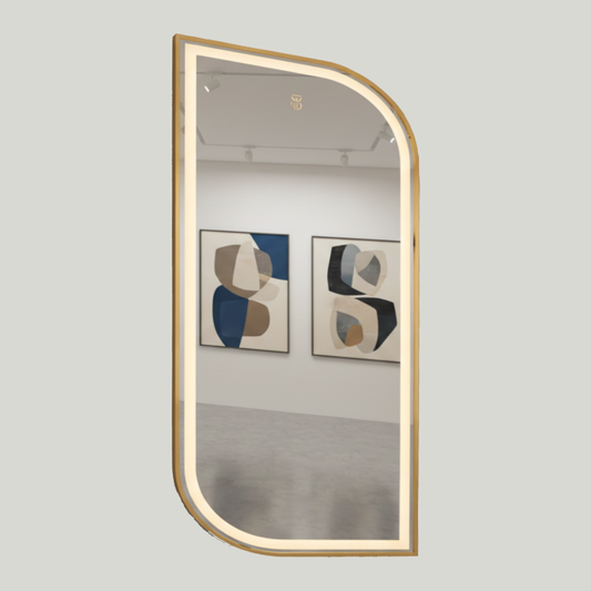 LED Asymmetrical Full-Length Mirror with Gold Frame – Modern Wall Mounted Dressing Mirrors (Pack of 5 Pieces)