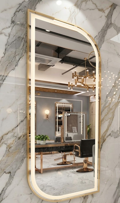 LED Asymmetrical Full-Length Mirror with Gold Frame – Modern Wall Mounted Dressing Mirrors (Pack of 5 Pieces)