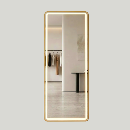 LED Rectangular Full-Length Mirror with Gold Frame – Modern Backlit Wall Mounted Dressing Mirrors (PACK of 5 Pieces)