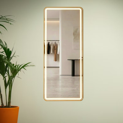 LED Rectangular Full-Length Mirror with Gold Frame – Modern Backlit Wall Mounted Dressing Mirrors (PACK of 5 Pieces)