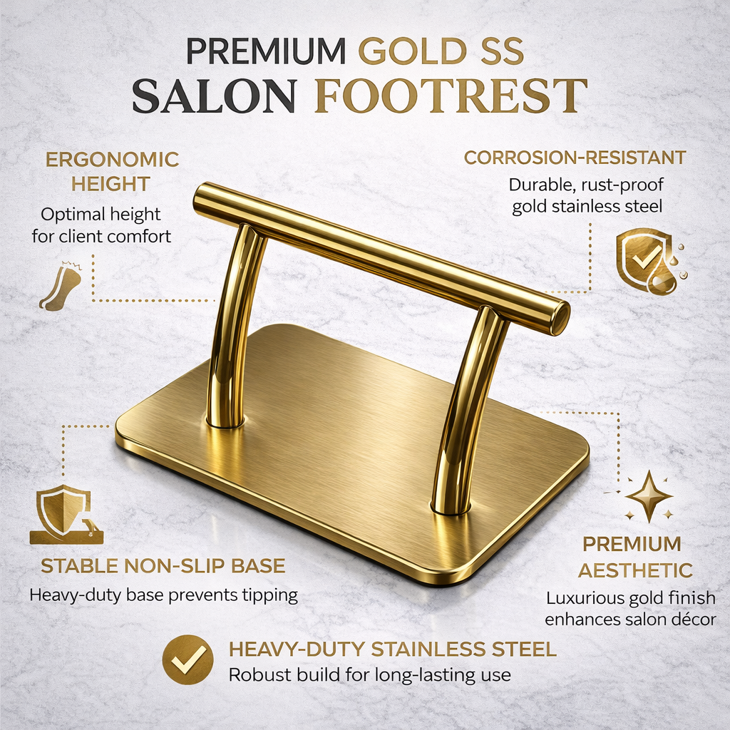 LOTUS Salon Footrest Stainless Steel – Heavy Duty SS Leg Rest for Salon Chairs, Rust Proof, Stable Base, Premium Salon Furniture Accessory (Pack of 10)