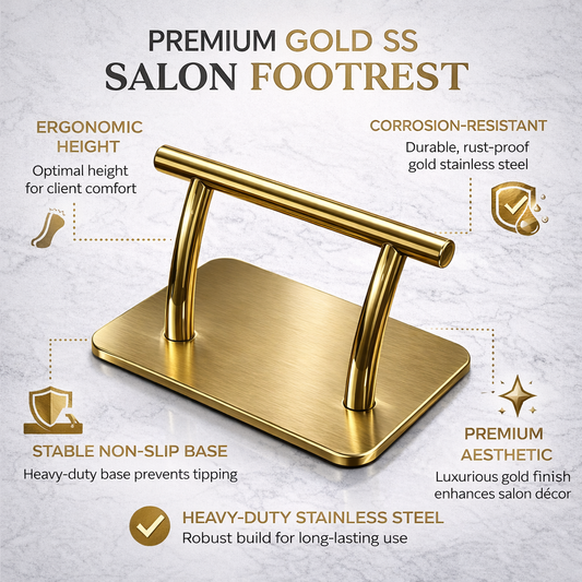 LOTUS Salon Footrest Stainless Steel – Heavy Duty SS Leg Rest for Salon Chairs, Rust Proof, Stable Base, Premium Salon Furniture Accessory (Pack of 10)