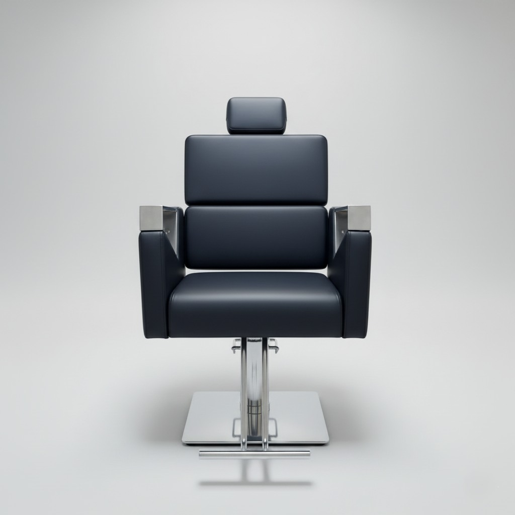 Modern Professional Hydraulic Reclining Barber Chair with Headrest – Heavy Duty Luxury Salon Styling Chair (Black)