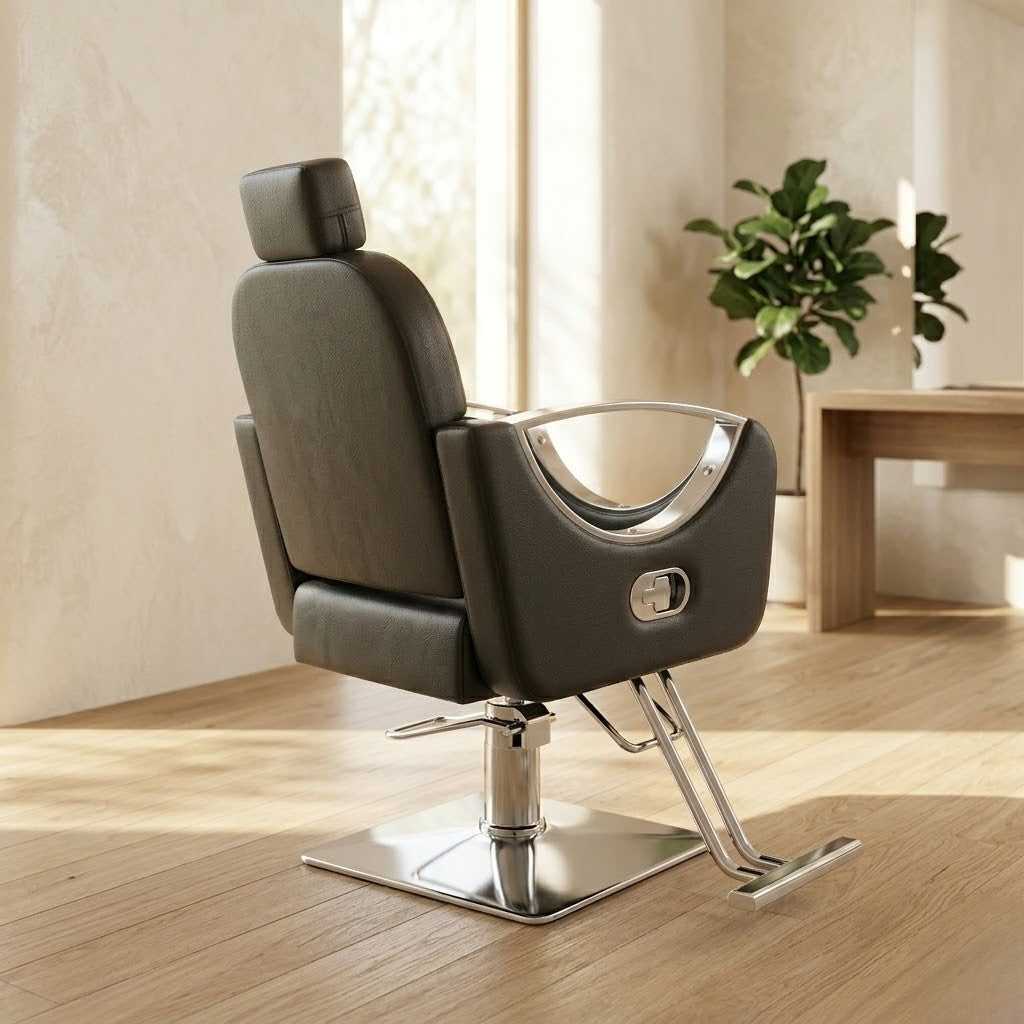 Professional Hydraulic Reclining Barber Chair with Headrest – Heavy Duty Luxury Salon Styling Chair (Black)