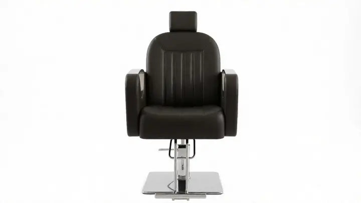 Professional Hydraulic Reclining Barber Chair with Headrest – Heavy Duty Luxury Salon Styling Chair (Black)