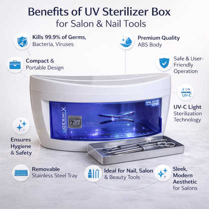 UV Sterilizer Box for Salon Tools – Professional Nail Cleaner & Disinfection Machine with UV Light for Beauty, Spa & Personal Hygiene Use