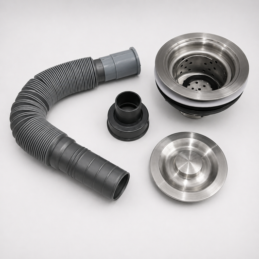 Lotus Salon Wash Basin Drain Set Premium Shampoo Chair Waste Pipe Kit Stainless Steel Drain System for Salon Sink Plumbing (Pack of 100)