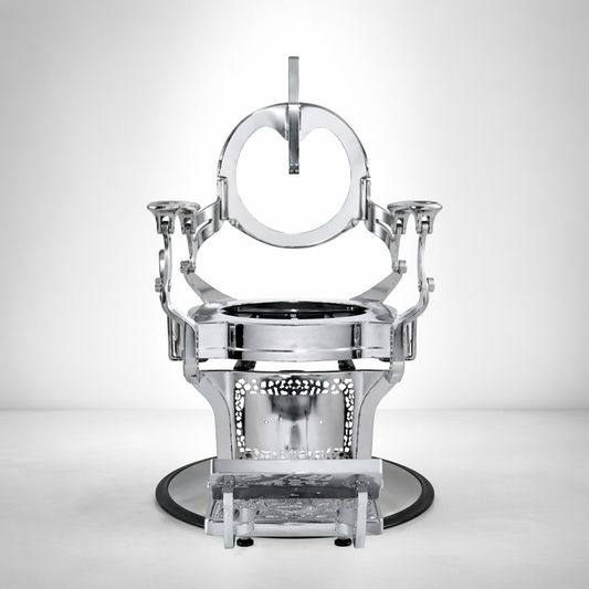 Barber Chair Base Unit Lotus Heavy Duty Hydraulic Salon Chair Frame with Footrest Chrome Finish Strong Stable Base for Professional Use