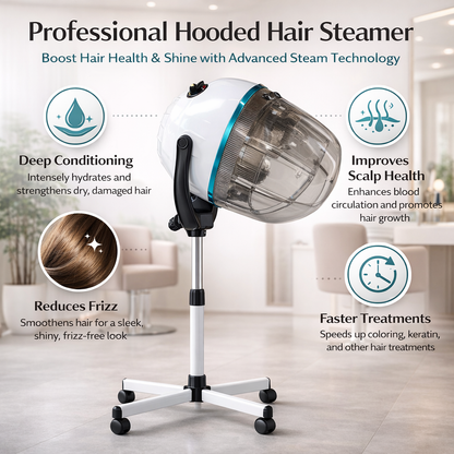 LOTUS Hooded Hair Steamer for Salon Professional Use with Adjustable Stand Transparent Hood Deep Conditioning Hair Spa Machine